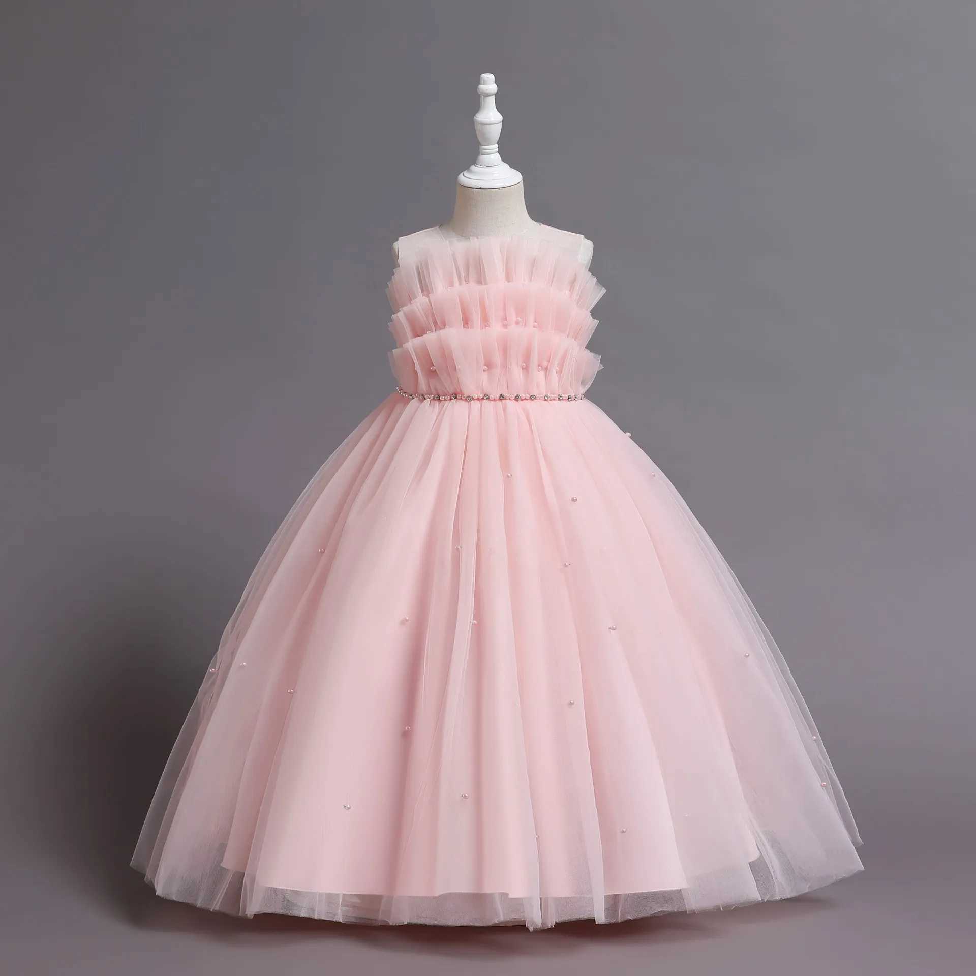 New Fashion Childrens Girls Summer Girls Dress Princess Medium sized Childrens Dress Fluffy Birthday Par Dress W241231