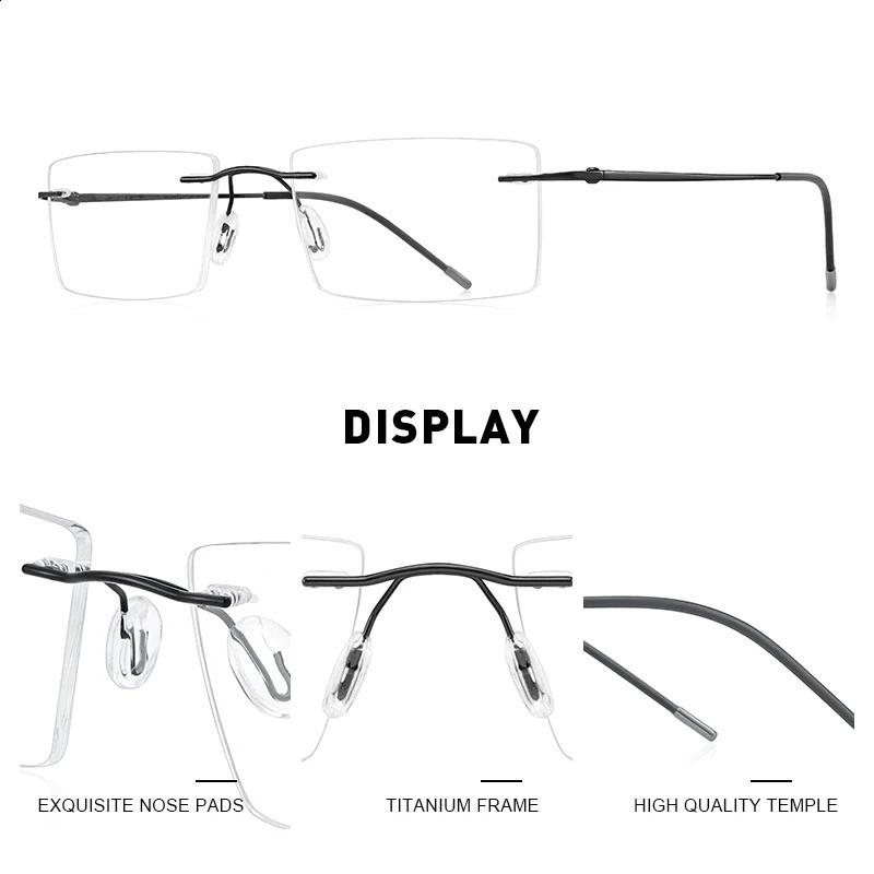 MERRYS Men Alloy Rimless Glasses Frame Male Square Ultralight Man Frameless Myopia Optical Frames Eyewear S2880 241230