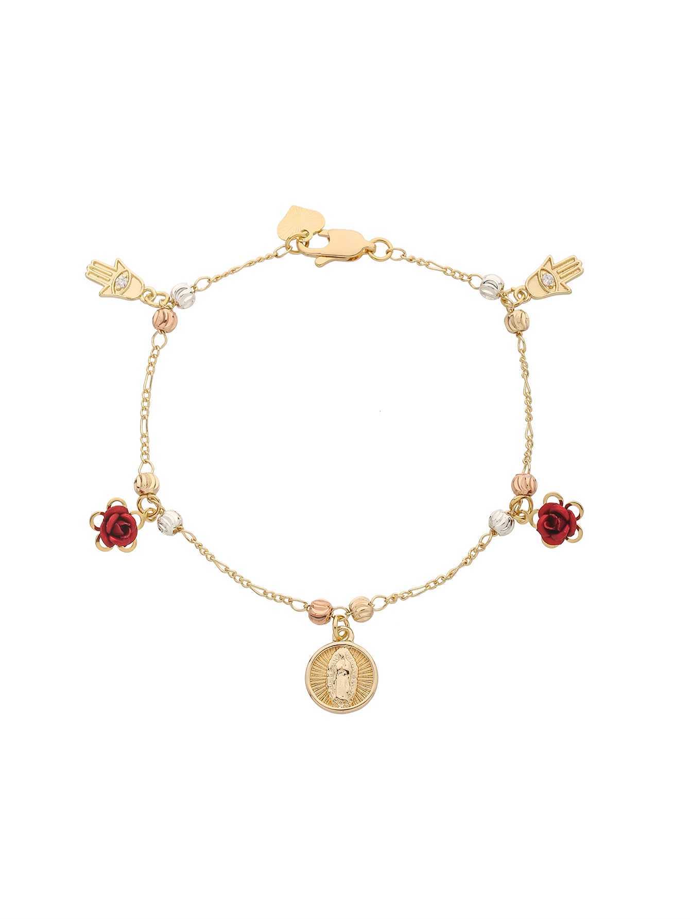 FanSibao Rose Madonna Pendant Watermelon Pattern Prayer Bead Bracelet Exquisite Jewelry Christmas Gift W241231