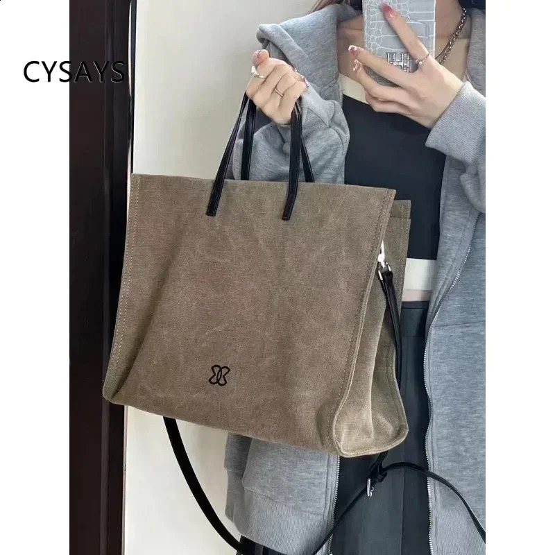 Korean-Style Canvas Tote Bag for Women INS Style Crossbody Bag with Large Capacity for Work and Commute Purse 241231