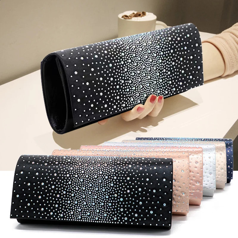 Style Ladies Evening Bag PU Leather With Rhinestones Celebrity Bag Bride Wedding Dress Fashion Party Women Clutch 241231