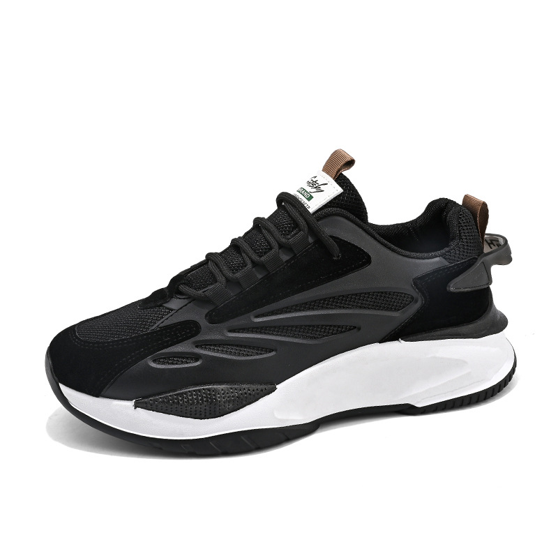 Men Sports Thick Sole Chunky Shoes Fashion Trendy Simple Casual Style Versatile Running Training Retro Triple Black Beige fashion