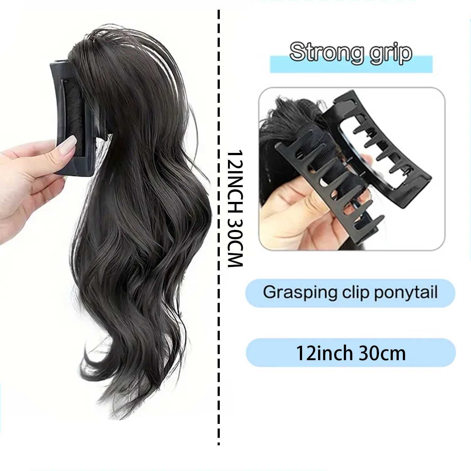 Claw ponytail long curly wave ponytail synthetic clip style hair extension elegant and natural appearance for daily use hair A W241230