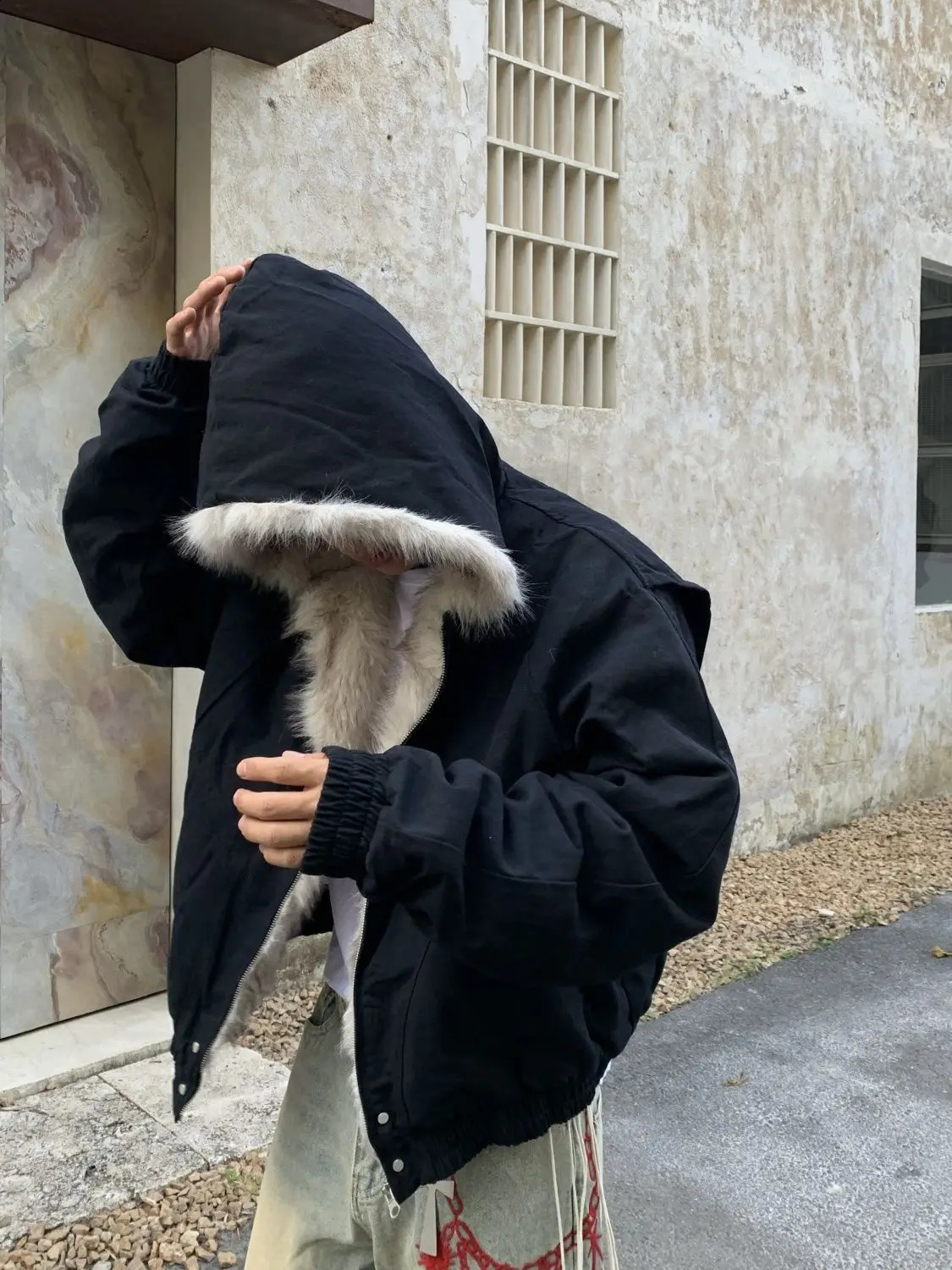 Hoodies Y2k Oversized Tops Mens Winter Clothes Streetwear Hip Hop Fox Fur Thick Korea Zip Up Hoodie Punk Hombre Kpop Coats Men 241230