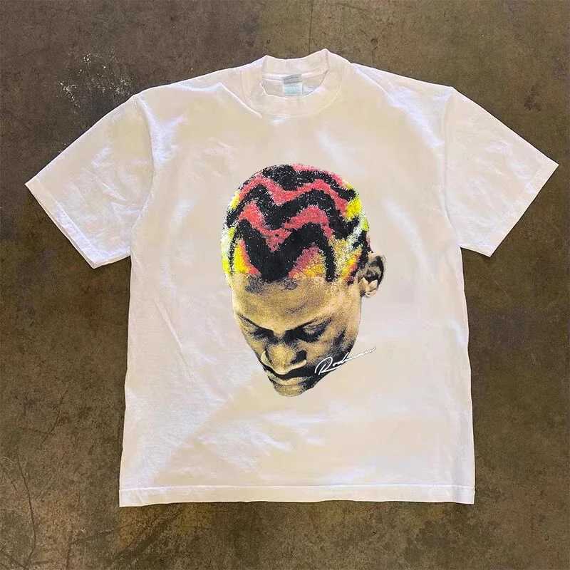 Men Vintage Hip Hop T-Shirts Dennis Rodman Print Tee Cotton Round Neck Short Sleeve Hip Hop Fashion Streetwear Mens Tees TshirtXJ241231