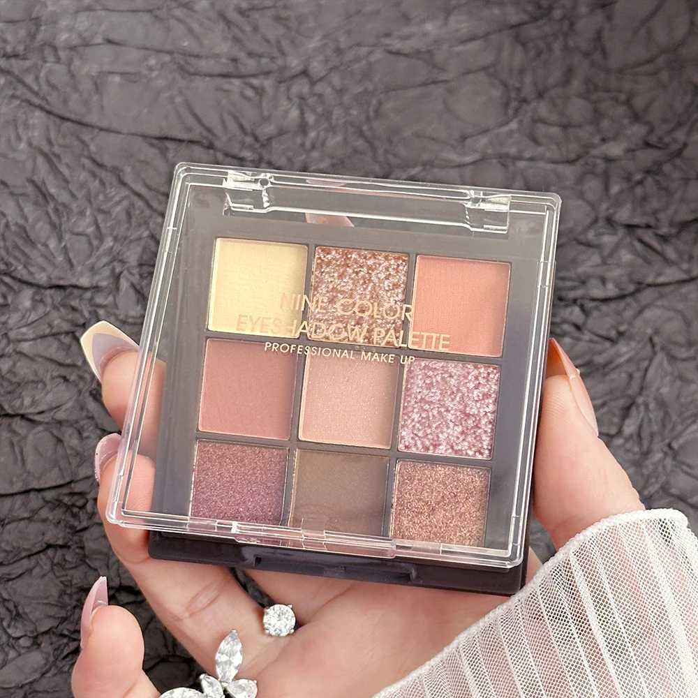 Eyeshadow Palette Long lasting Waterproof Simple Halo Dye Rose Nine Palace Grid Low Saturation Smoke Pink Rose Tray W241230