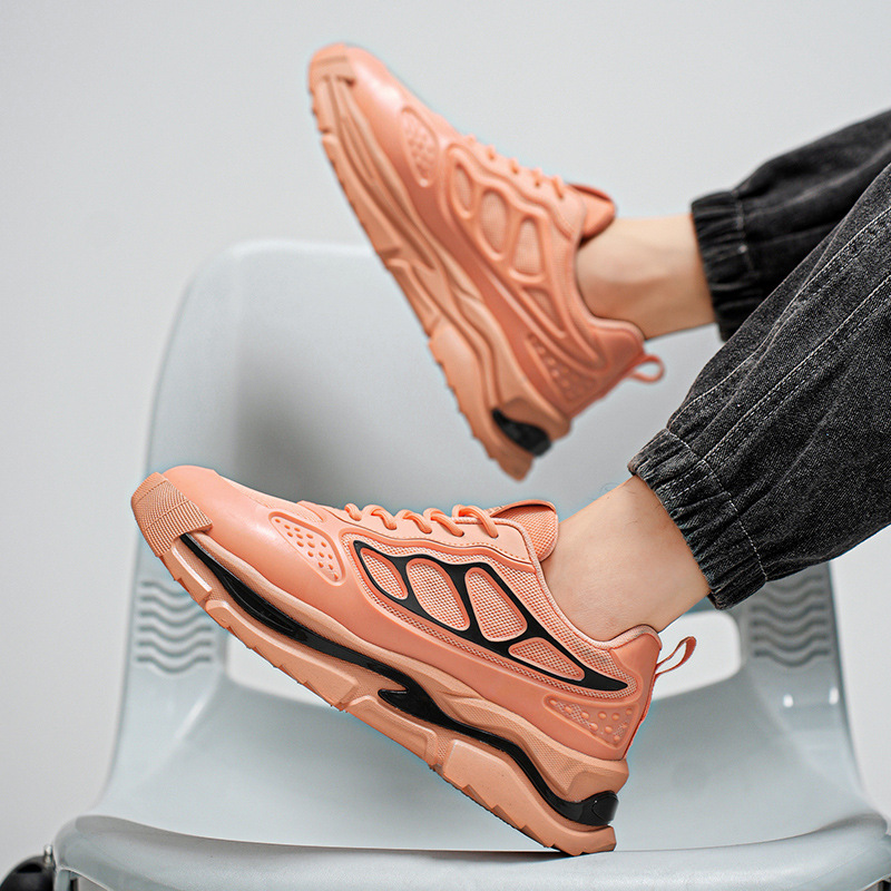 Men Sports Thick Sole New Fashion Chunky Shoes Running Outdoor Breathable Sneakers Triple Black White Orange fashion