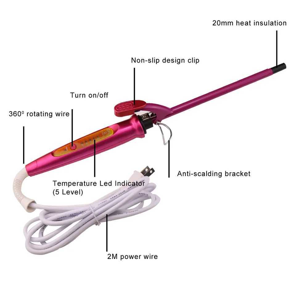 Purple Ceramic 9mm Deep Curling Iron Wave Hair Styling Tool Professional Magic Curler Beautiful Curling New Product W241231