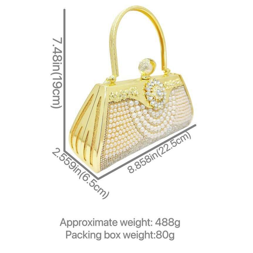 New Dia Inlaid Handbag With Large Capacity Celebrity Party Bag, Versatile Dress Pearl Banquet Bag