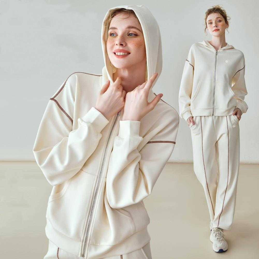 2025--Sports Suit Women's Loose Casual Zipper Hoodie + Straight Trousers Two-Piece Set Loose Fit