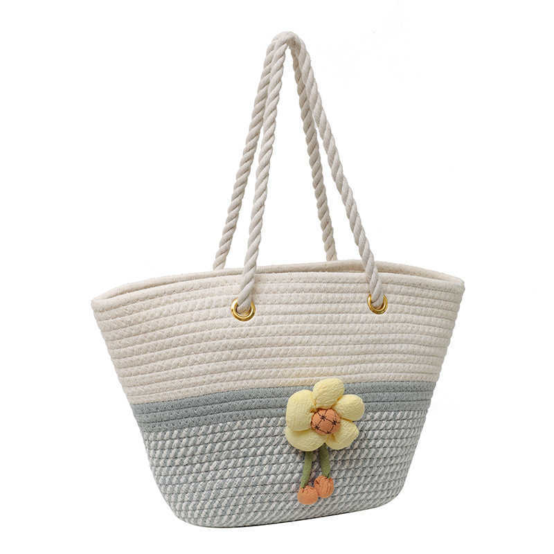 Summer Western style woven bag for women 2023 new fashionable one shoulder hand-held hemp rope bucket bag, casual trendy beach bag 241231