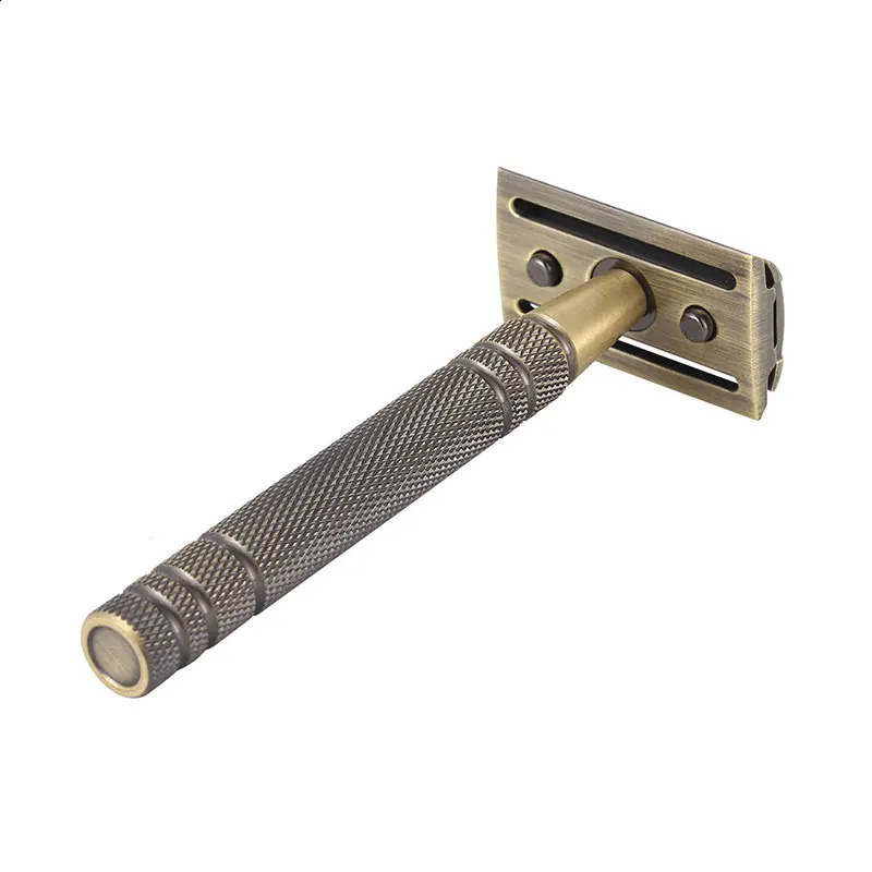 YINTAL Mens Bronze Classic Double-sided Manual Razor Long Handle Safety Razors Shaving Replaceable Classic Razors 241230