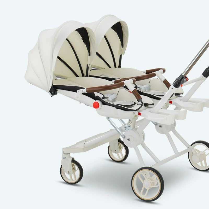 Double Portable Baby Carriage Twins Stroller Infant Stroller Foldable Second-child Baby Stroller Four-wheeled Twin StrollerXJ241231