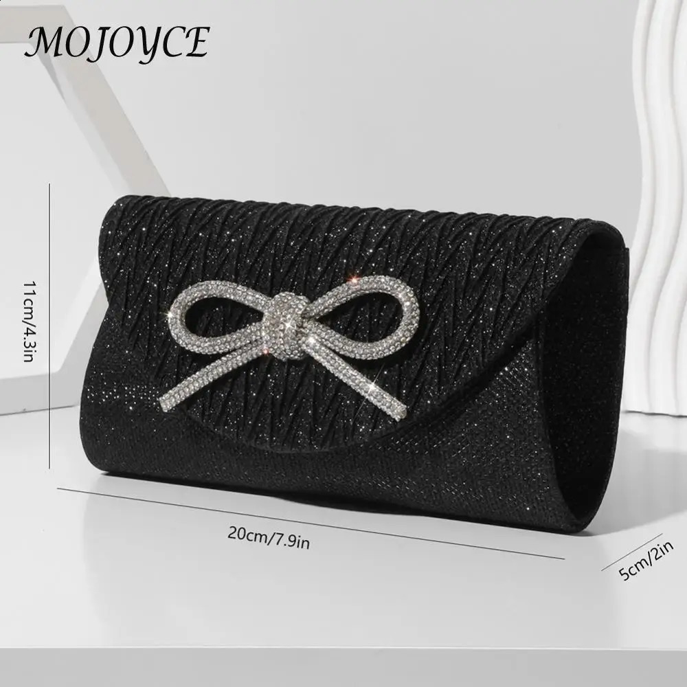 Clutch Purse Satin Rhinestone Evening Bag for Women Bow Formal Handbag Sparkly Wedding Party Prom Purse 241231
