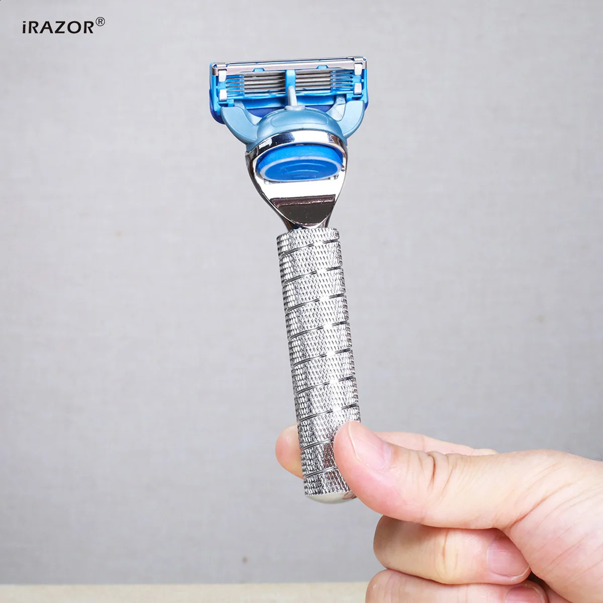 iRAZOR Classic F5 5-Edges Fusion Razor Kit Wet Manual Shaver Barber Grooming Tool for Men with Stainless Steel Stand Holder 241230