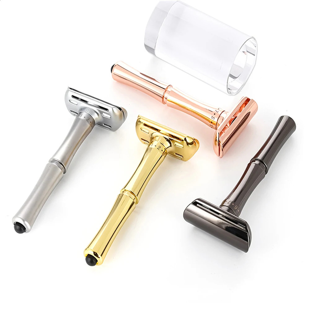 Whityle 02T Manual Adjustable Safety Razor 1-8 Sharpness Adjustment Classical Shaver With 5 Platinum Blades For Men Women Use 241230
