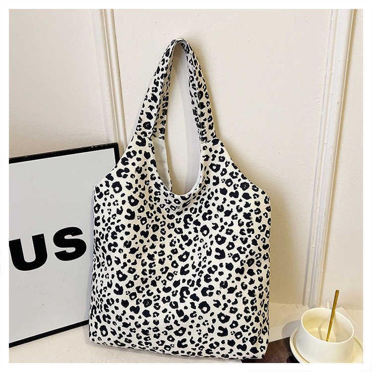 New polka dot leopard print canvas 2024 print fashion trend fashionable and stylish large capacity underarm single shoulder women's bag