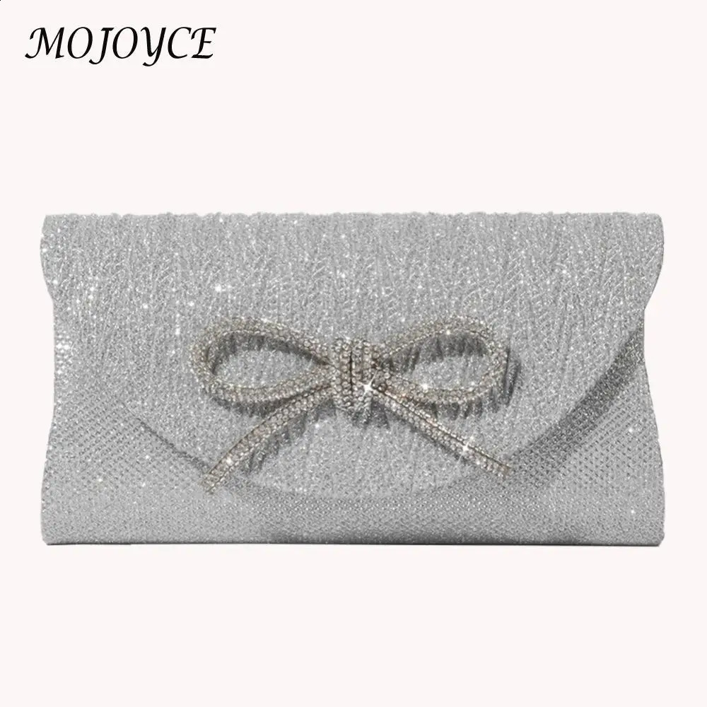 Clutch Purse Satin Rhinestone Evening Bag for Women Bow Formal Handbag Sparkly Wedding Party Prom Purse 241231