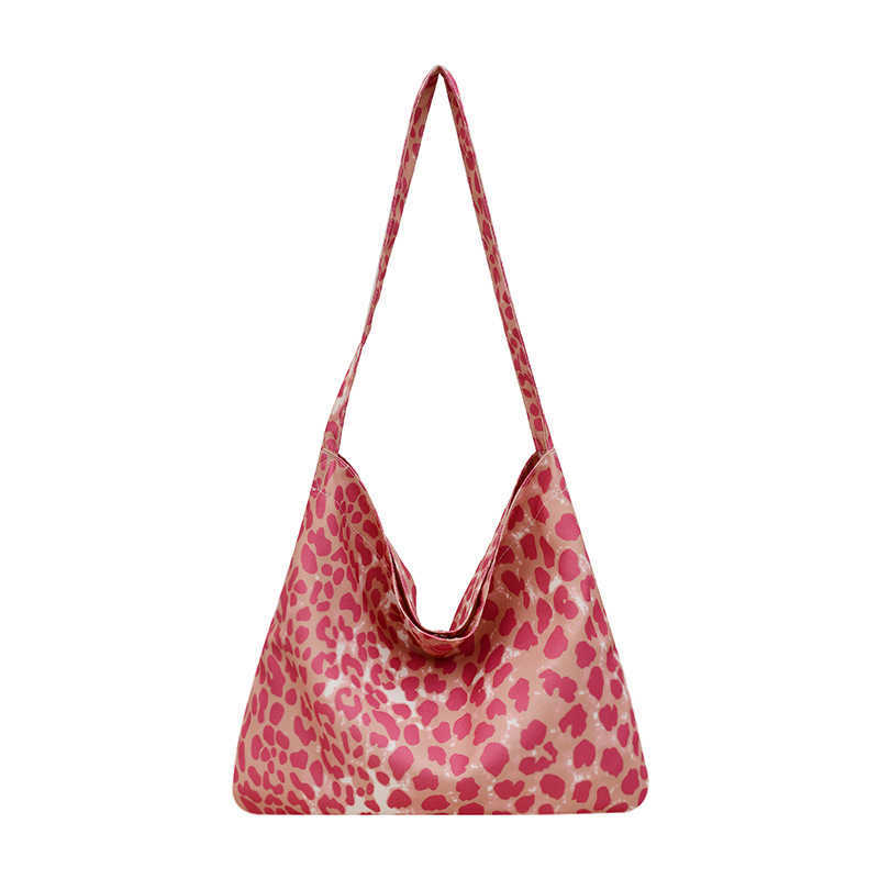 Large capacity casual and stylish leopard print personalized lazy style shopping bag, fashionable canvas single shoulder diagonal cross bag for women