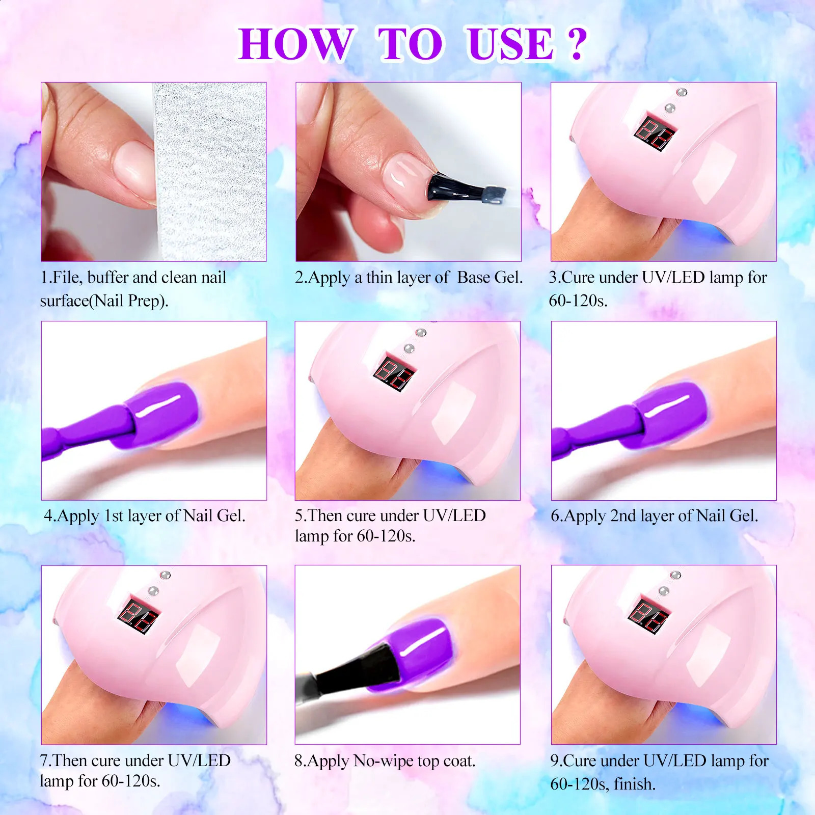 MEET ACROSS 12pcs 7.3ml Gel Nail Polish Set Purple Pink Glitter Semi Permanent Soak Off UV LED Gel Polish Kit Nail Art Varnishes 241230