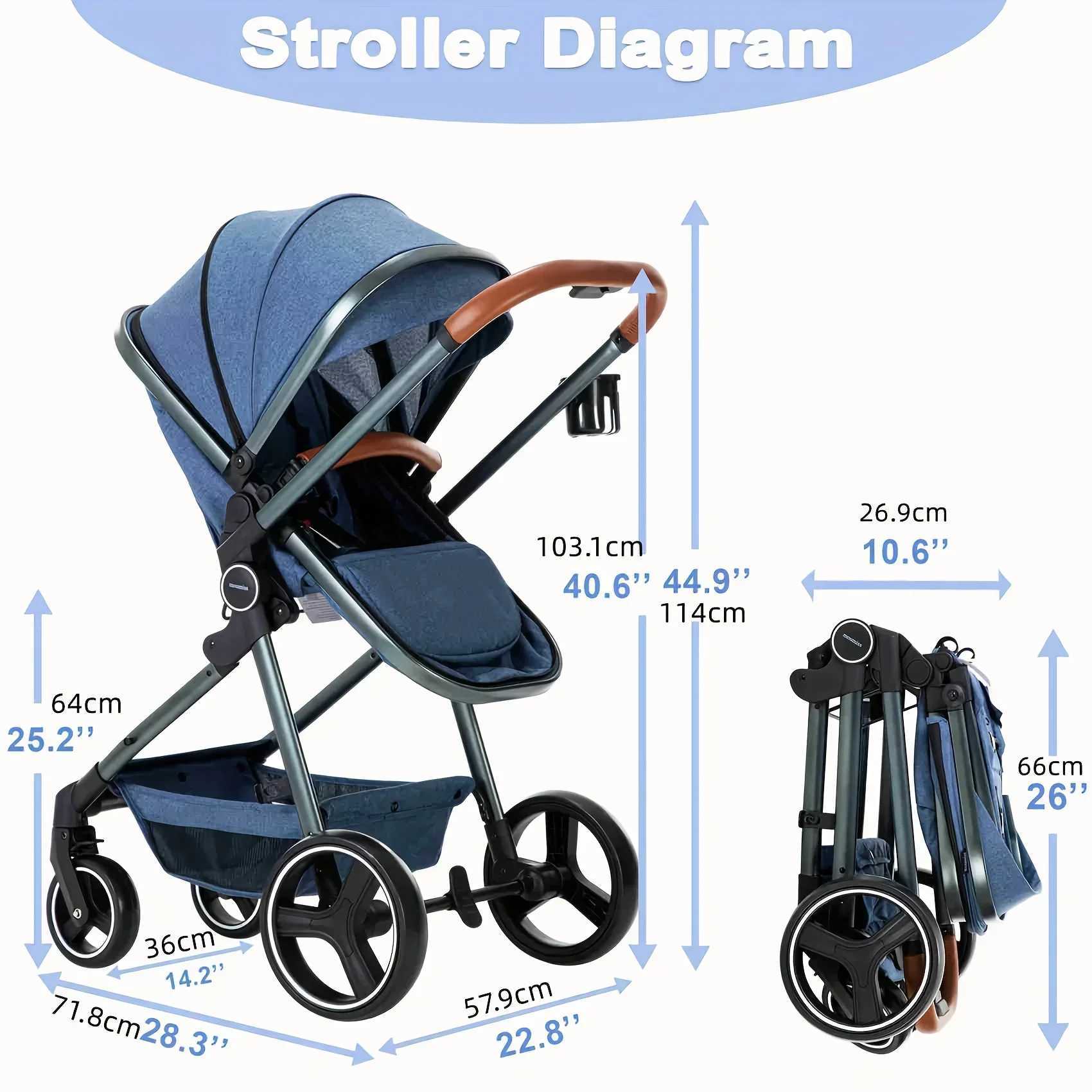 2-in-1 Baby Stroller Newborn Standard Stroller Infant To Toddler Stroller Lightweight Baby Carriage PramXJ241231