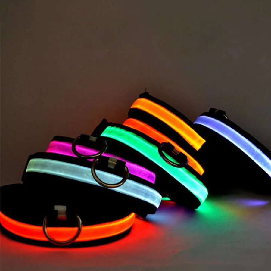 LED Pet Lights Collar, Nylon Adjustable Night Safety Flashing Glow In The Dark Dog Leash, Dogs Hair Fluorescent Collars S