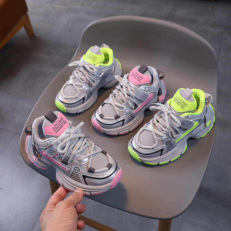 Children High Platform Sneakers Fashion Pink Green Girls Shoes Toddler Kids Shoes Happysteps for Boys Thick Sole Sports Tennis Shoes Sizes US5.5C-US6Y H0317