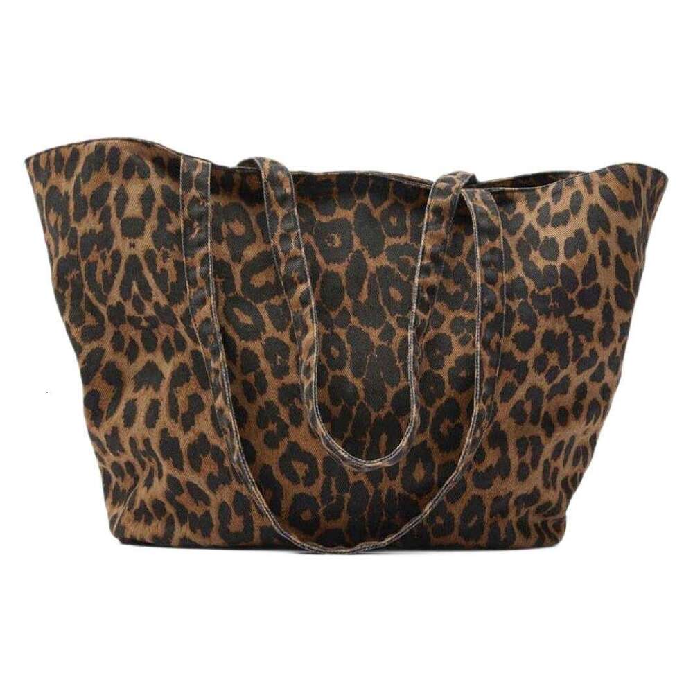 Women's New Large Capacity Tote Bag, Women's Leopard Animal Print Fabric, Single Shoulder Hand-Held Shopping Bags