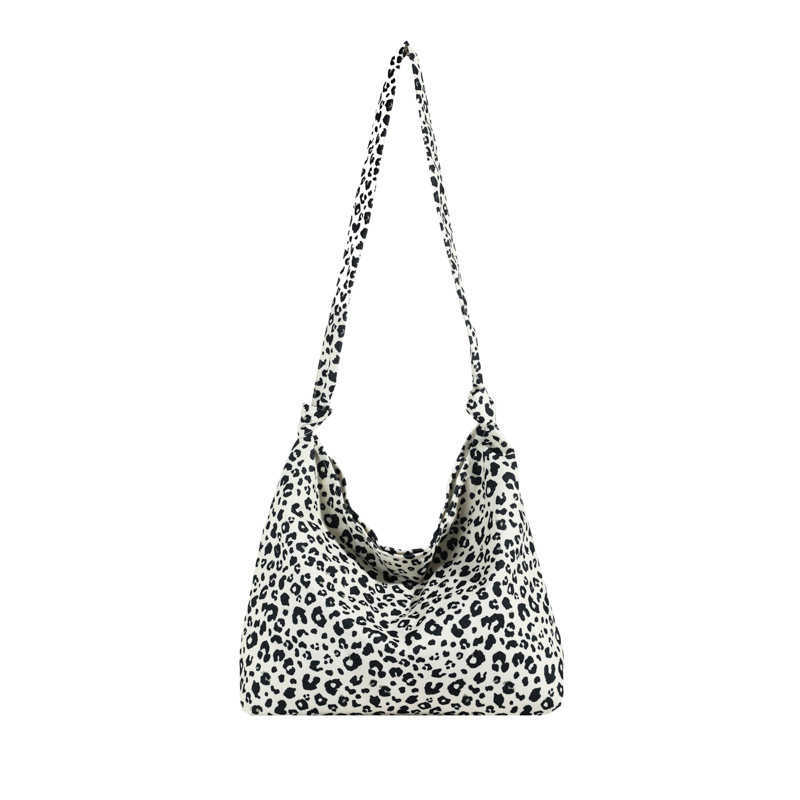 Leisure and stylish 2024 velvet fabric new large capacity leopard print Korean version fashionable single shoulder armpit crossbody women's tote 