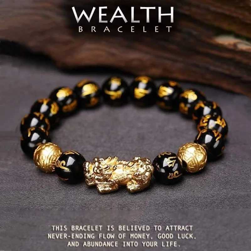 1 Obsidian Bead Bracelet Pixiu Bracelet Black Wealth Bracelet Womens Lucky Bracelet W241231