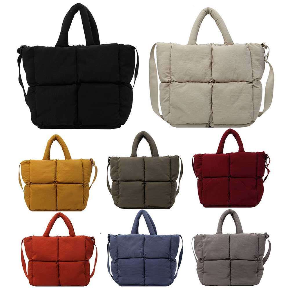 Women Puffer Shoulder Large Capacity Simple Shopping Solid Color Fashion Messenger Bags Adjustable Strap Chic Hobo Bag