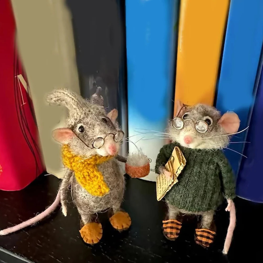 Christmas Needle Felted Mouse Doll DIY Handmade Wool Ornaments Felting Mice Crafts Decorations 241230 - view 7