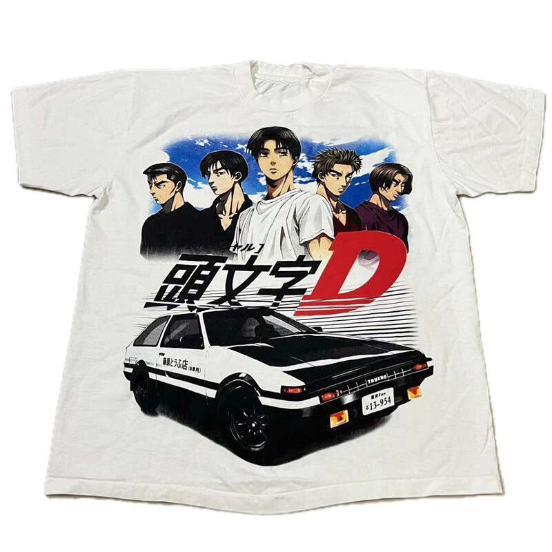 1995 Initial Text D Manga Movie Co branded Vintage Direct Spray Printed Short T-shirt