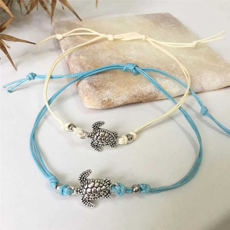 ZRM Fashion Retro Turtle Anklet Dual purpose 3-color Handmade Anklet Beach Leather Rope Anklet Jewelry W241231
