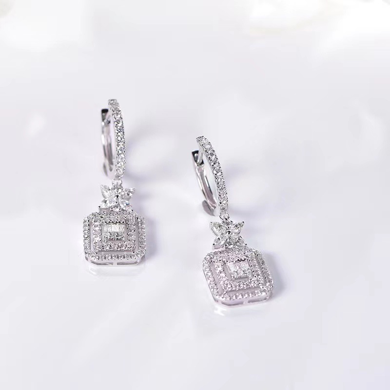 Choucong Sparkling Dangle Earrings Luxury Jewelry 925 Sterling Silver T Princess Cut White 5A Cubic Zircon CZ Diamond Gemstones Party Women Long Drop 