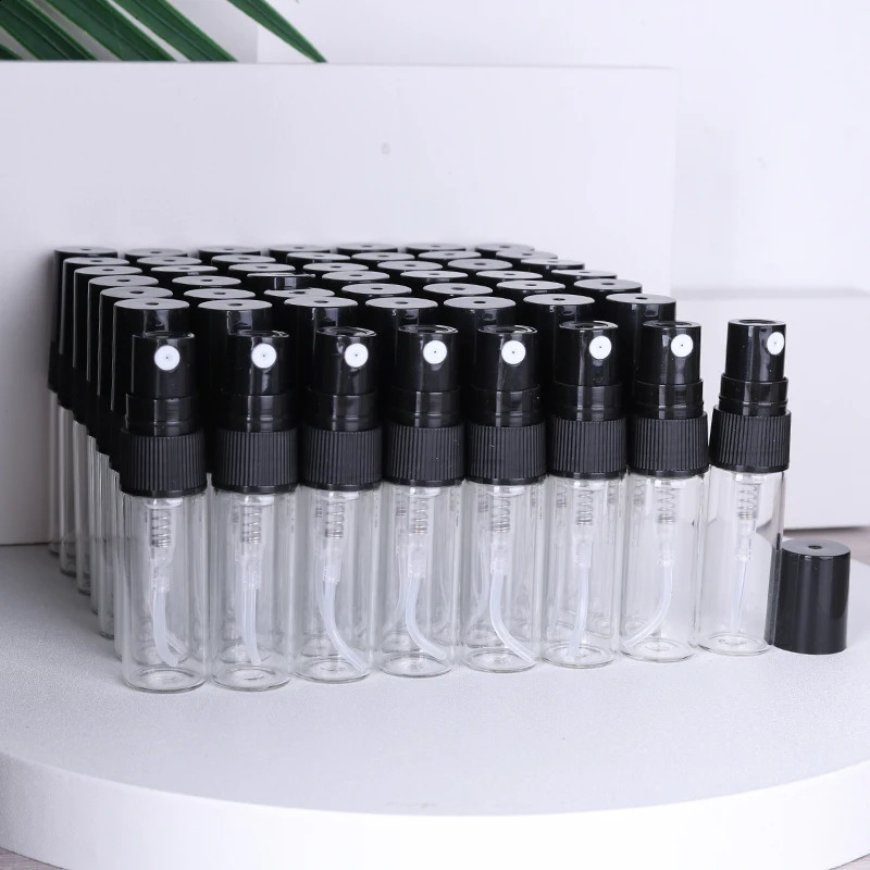 50/batch 3ml high quality clear glass perfume bottle ultra fine mist spray bottle mini cologne perfume bottle 241231