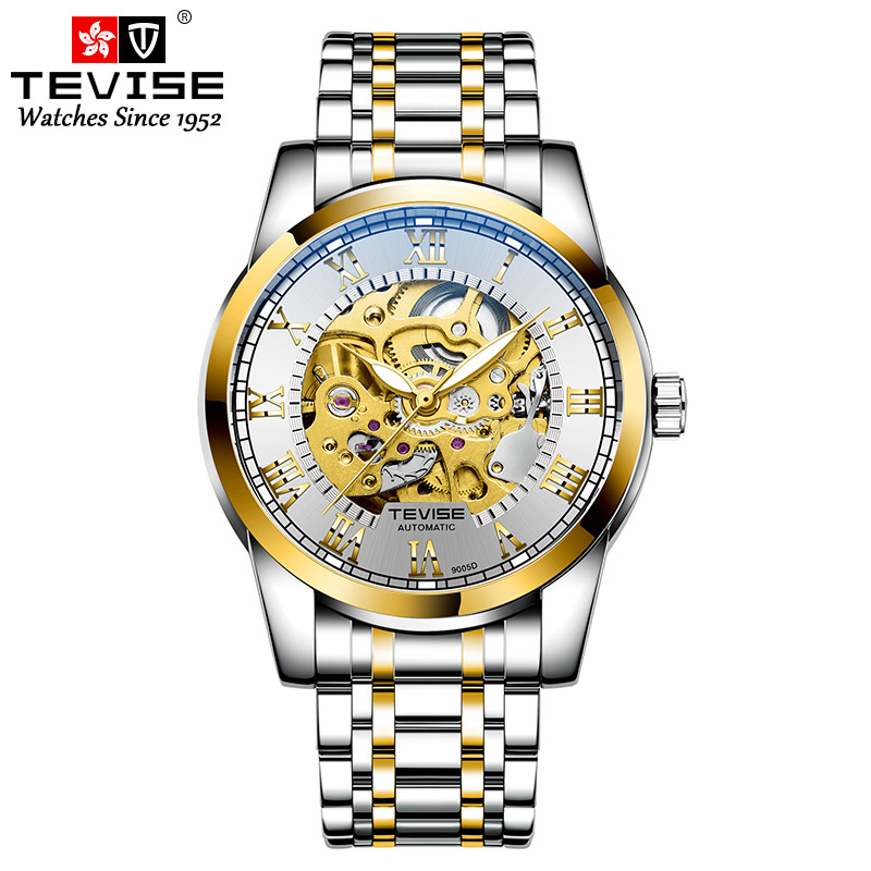 TEVISE Mechanical Watchs Men simple and business style watch with luminous waterproof functions T019 T9005D