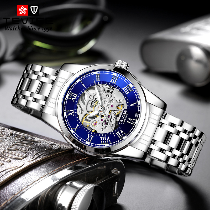 TEVISE Mechanical Watchs Men simple and business style watch with luminous waterproof functions T019 T9005D