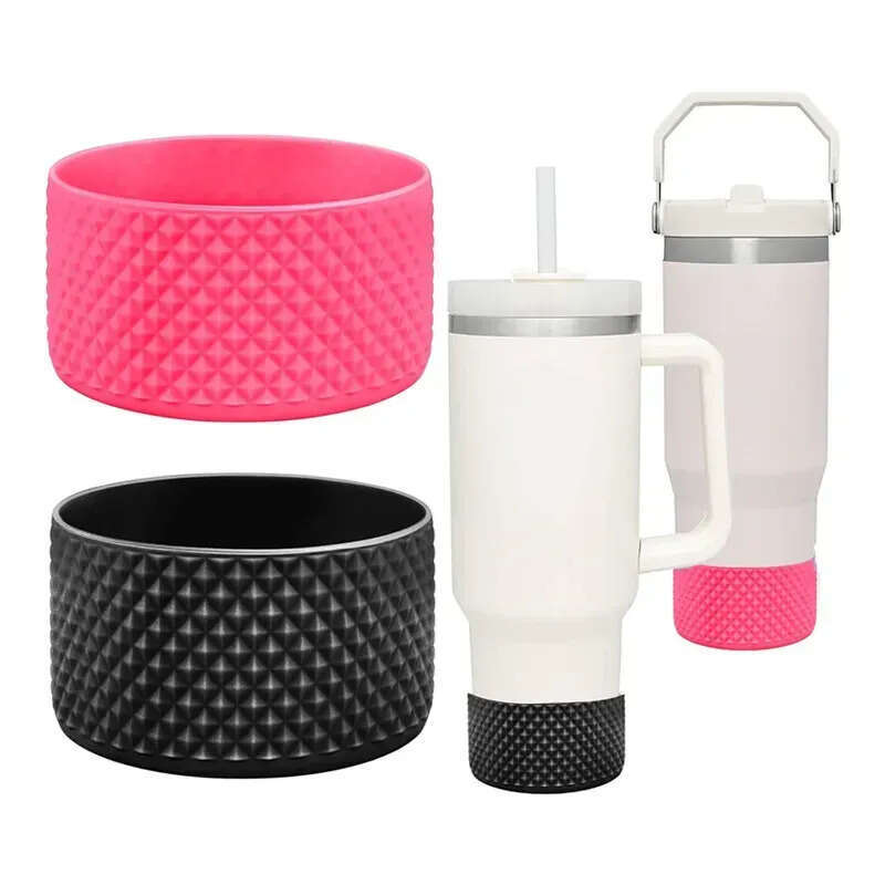 9Cm 7.5Cm Dia Silicone Boot Sleeve Cups Cover Coasters Fit 20Oz 30Oz Tumbler With Handle 32Oz 40Oz Wide Mouth Water Bottle Anti-Slip Bottom Bumpers 11