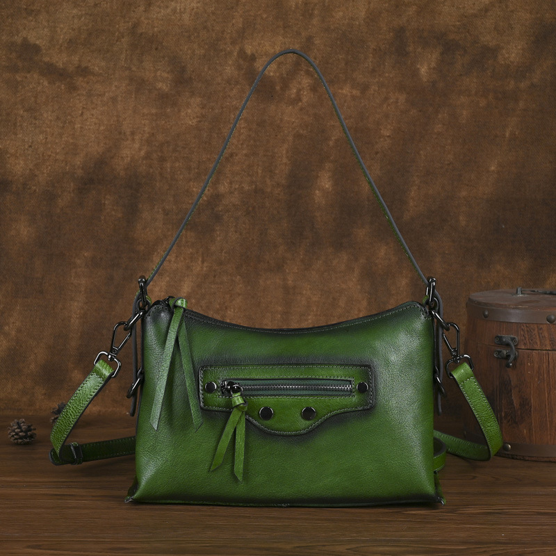 Head layer cowhide women's 2024 new casual simple single shoulder crossbody small personalized armpit bag for women