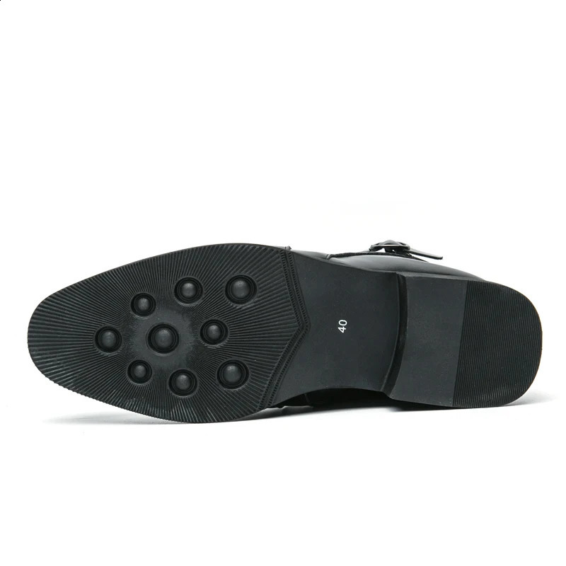 Side link pointed Martin boots men British style leather boots Brock high top mens casual leather shoes 241231