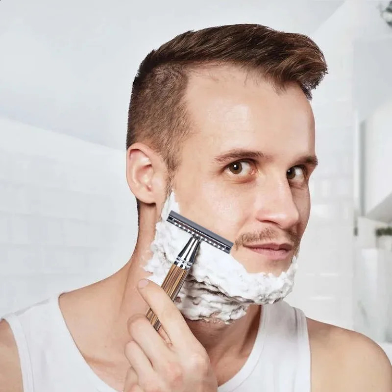 Vintage Shaver Stainless Steel Double Edge Safety Razor Set Shaving Tool Natural Bamboo Handle Manual Safety Razor Blade Shaver 241230