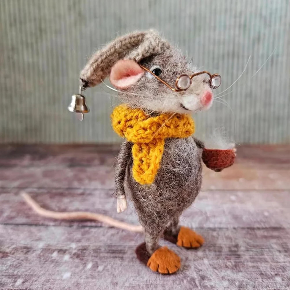 Christmas Needle Felted Mouse Doll DIY Handmade Wool Ornaments Felting Mice Crafts Decorations 241230 - view 4