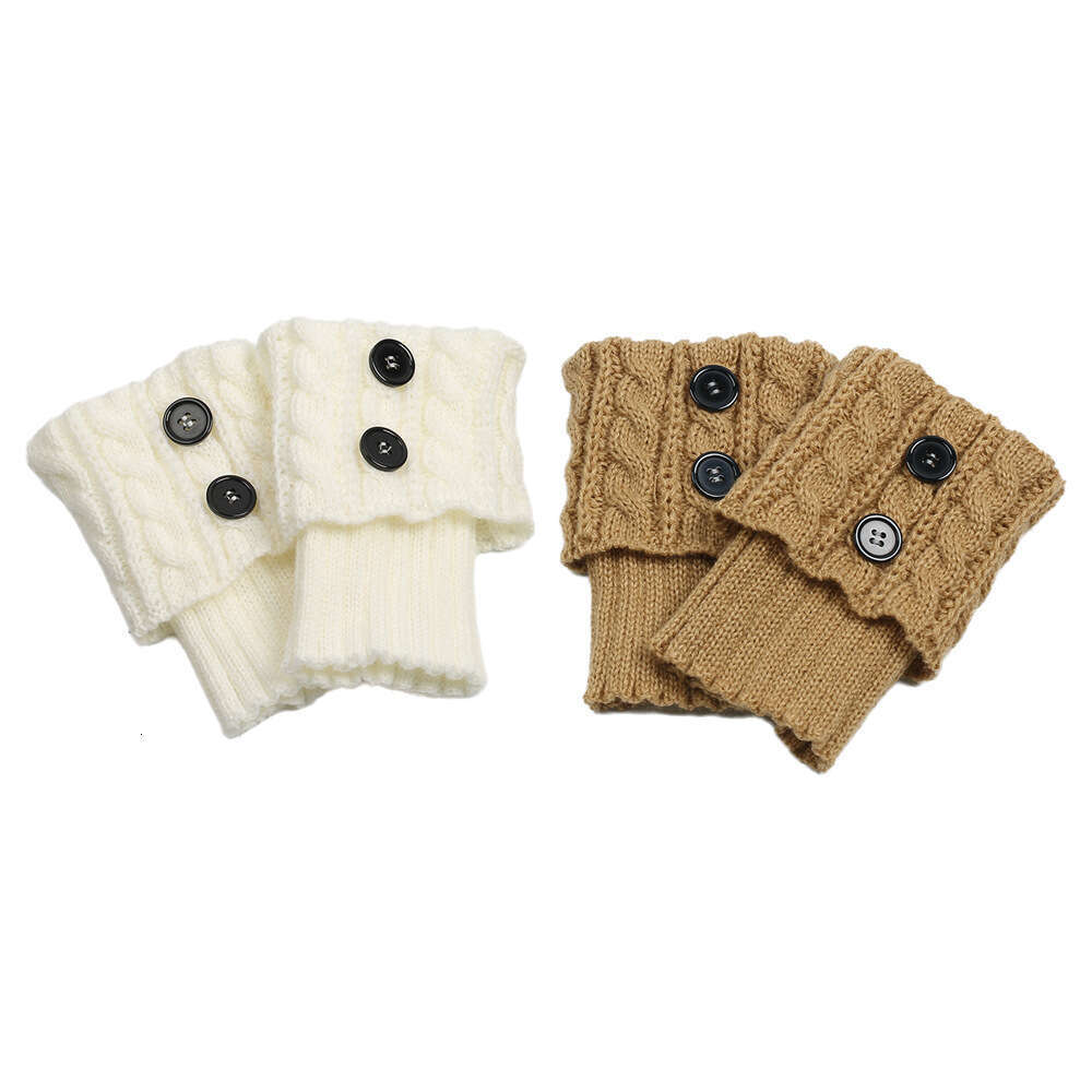Knitted Hosiery, Wool Warmth, Cuffed Sleeve, Autumn And Winter, 8 Word Fried Dough Twists Button, Short Knee Boots, Leg Sleeve