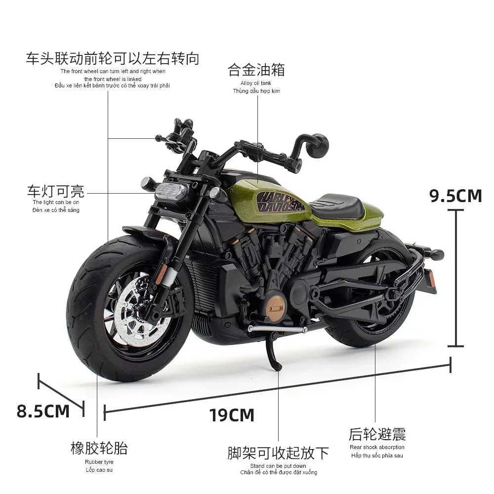 1 12 Harley SPORTSTER S Motorcycle High Simulation Die Casting Metal Alloy Model Car Sound Light Series Childrens Toy Gift M41 W241231
