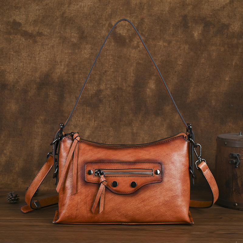 Head layer cowhide women's 2024 new casual simple single shoulder crossbody small personalized armpit bag for women