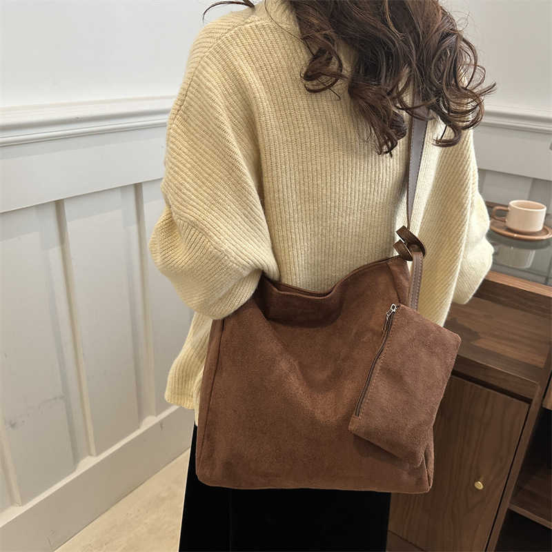 2024 Winter New Trendy Solid Color Soft PU Big Young Style Two piece Set Mother Nylon Casual Single Shoulder Crossbody Bag 241231