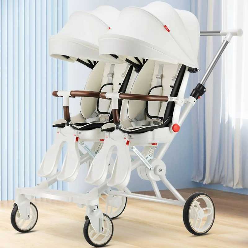 Double Portable Baby Carriage Twins Stroller Infant Stroller Foldable Second-child Baby Stroller Four-wheeled Twin StrollerXJ241231
