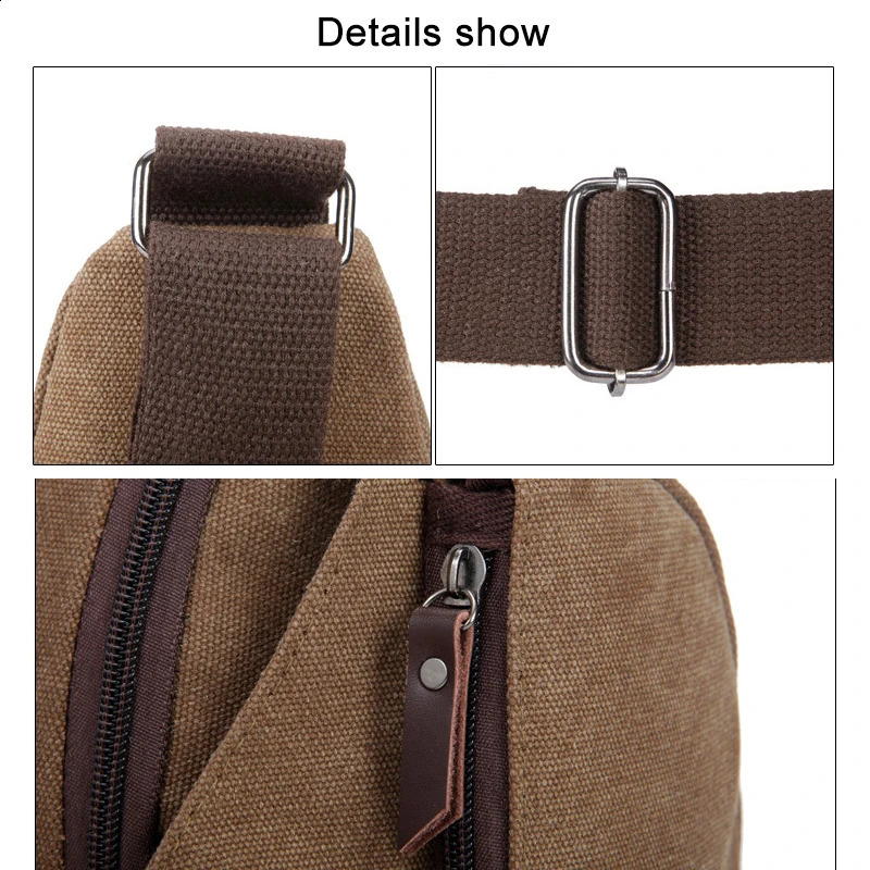 YoReAi Men Sac Canvas Leather Satchel Shoulder Sling Chest Pack Bags Cross Body Messenger Shoulder Backpack Solid Men Canvas Bag 241230