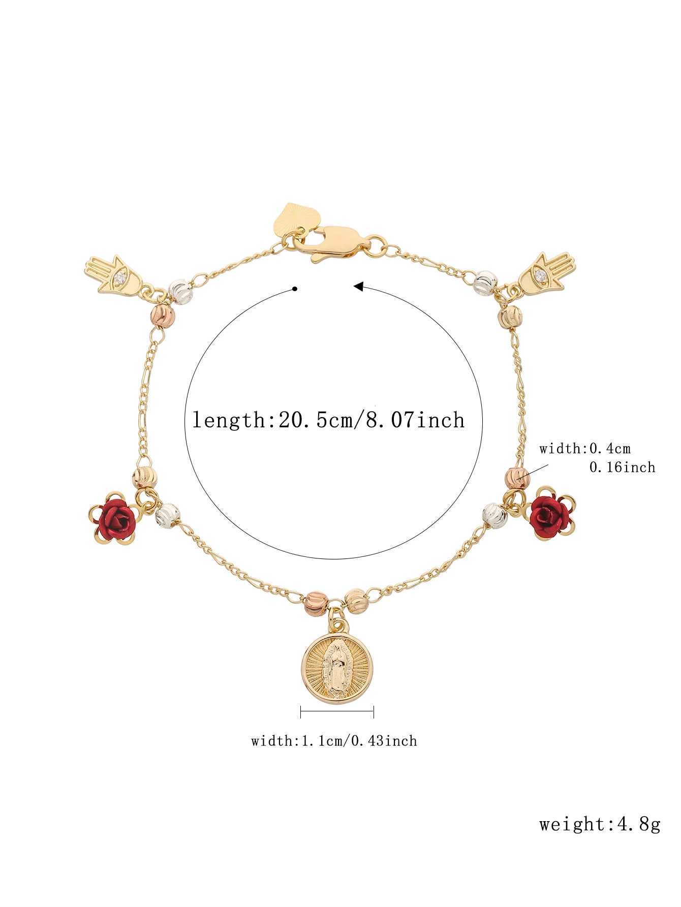 FanSibao Rose Madonna Pendant Watermelon Pattern Prayer Bead Bracelet Exquisite Jewelry Christmas Gift W241231